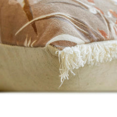Autumn Cockatoo - Brown Cotton Lumbar Cushion Cover