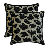 Spooky Ghost - Black Jacquard Spooky Decorative Throw Cushion Cover
