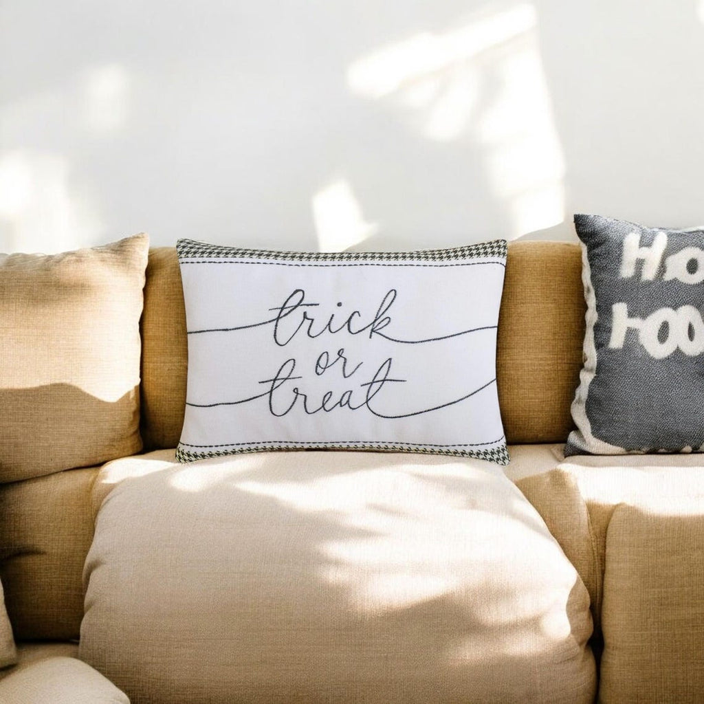 Trick Or Treat - Black & White Jacquard Decorative Lumbar  Cushion Cover