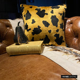 Hello Cow - Gold Velvet Throw Cushion Cover