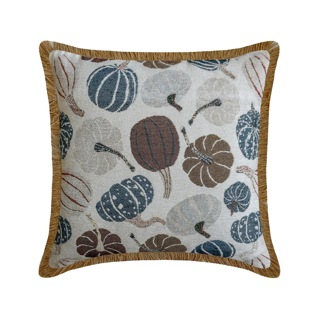 Cinnamon Pumpkins - Brown Woven Jacquard Decorative Throw Cushion Cover