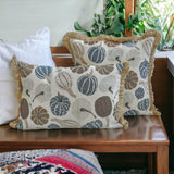 Blue Harvest Pumpkin - Blue Woven Jacquard Decorative Lumbar  Cushion Cover