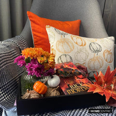 Pumpkin Pal - Orange Woven Jacquard Decorative Lumbar Cushion Cover
