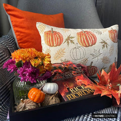 Pumpkinella - Orange Woven Jacquard Decorative Lumbar Cushion Cover