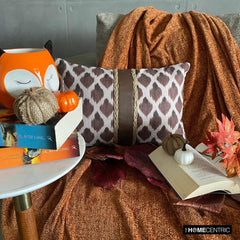 Woodland Comfort - Brown Jacquard Decorative Lumbar Cushion Cover