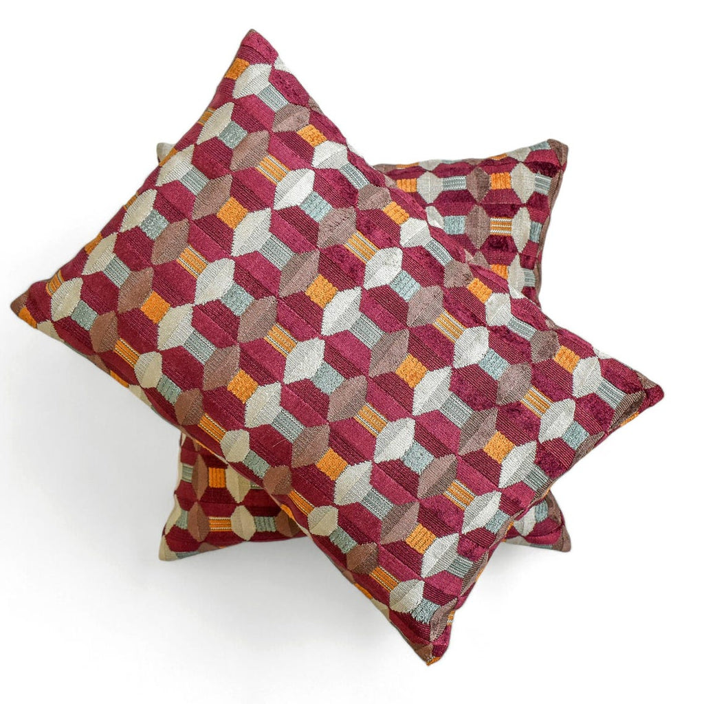 Burgundy Rhythms - Burgundy Velvet Decorative Lumbar  Cushion Cover