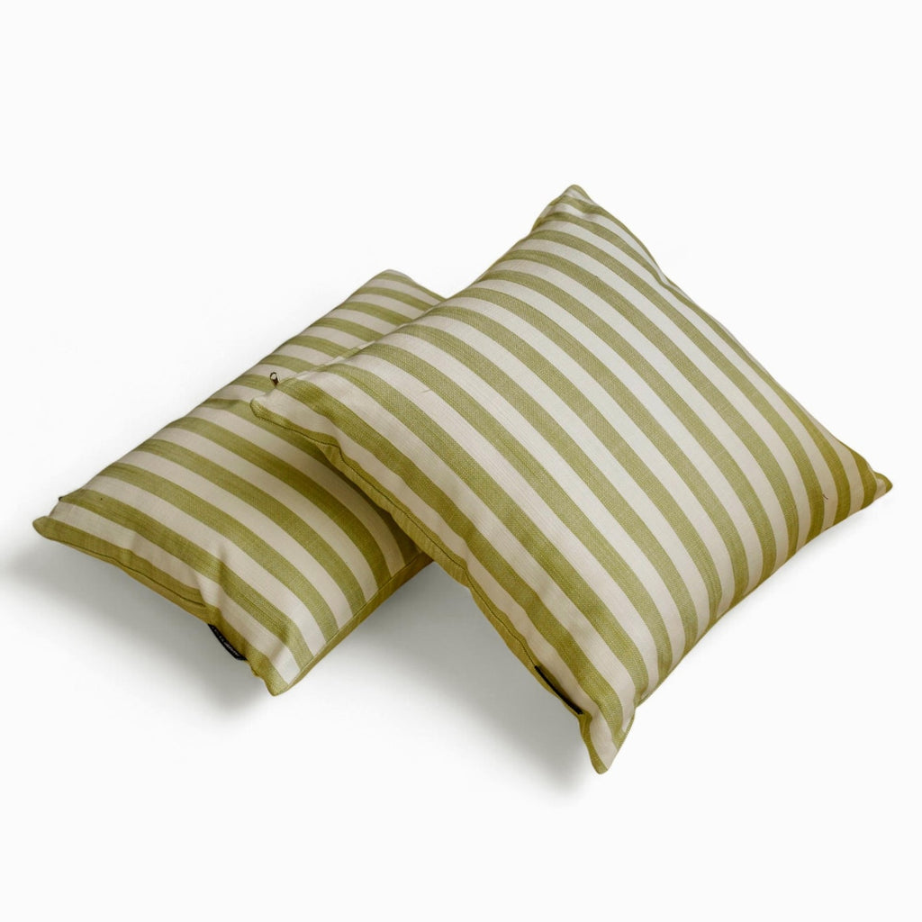 Stripe Plush Green - Green Cotton Decorative Throw Cushion Cover