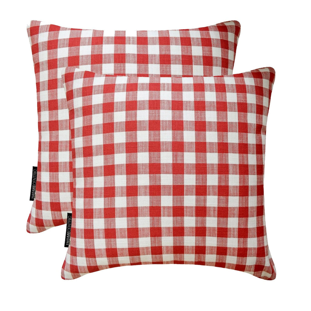 Checkmate Red - Red Cotton Decorative Throw Cushion Cover