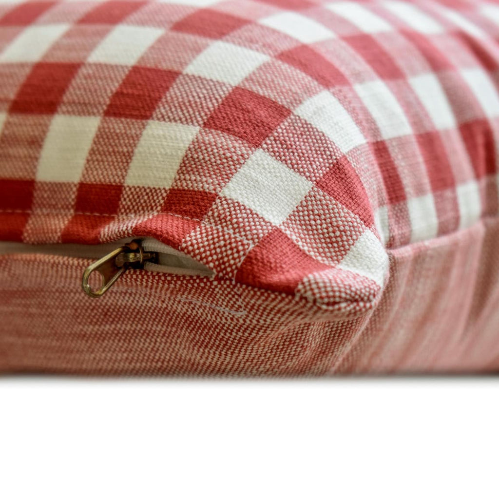 Checkmate Red - Red Cotton Decorative Throw Cushion Cover