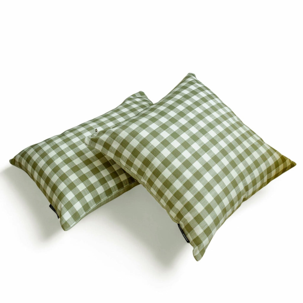 Checkmate Green - Green Cotton Decorative Throw Cushion Cover