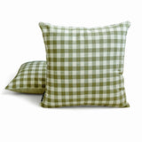 Checkmate Green - Green Cotton Decorative Throw Cushion Cover