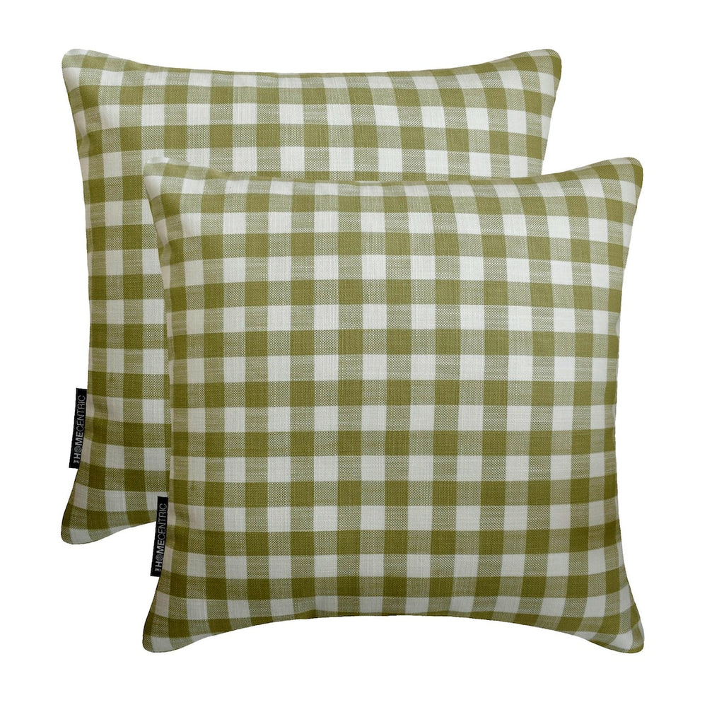 Checkmate Green - Green Cotton Decorative Throw Cushion Cover
