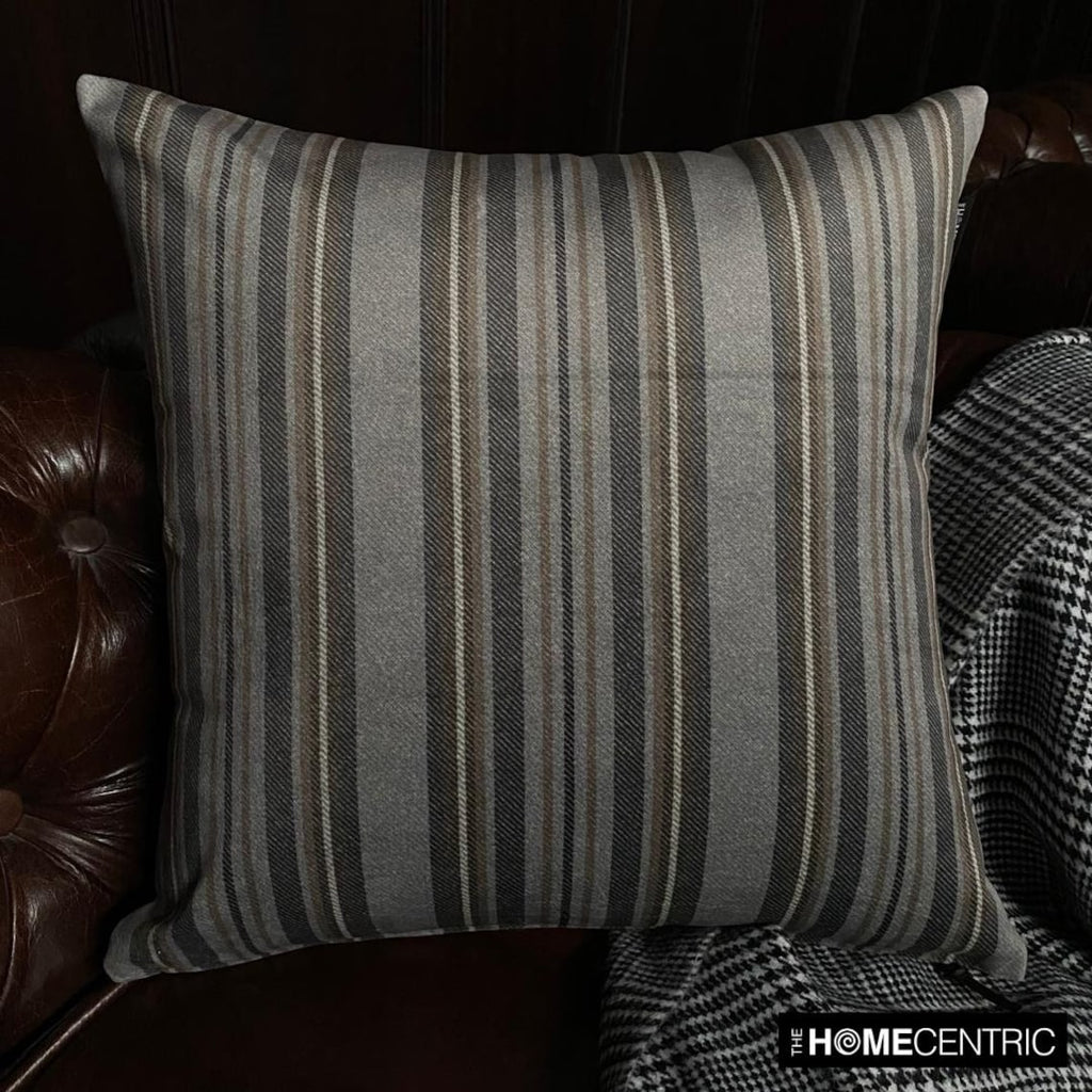 Stripe Flow Gray - Gray Velvet Stripes Throw Cushion Cover