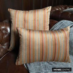 Linear Stripe Orange - Orange Velvet Christmas Striped Lumbar Cushion Cover