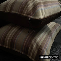 Linear Stripe Olive - Green Velvet Striped Oblong Lumbar Cushion Cover
