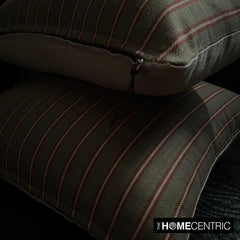 Linear Plush Green - Green Cotton Stripes Throw Cushion Cover