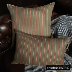 Parallel Stripes Green - Green Cotton Striped Oblong Lumbar Cushion Cover