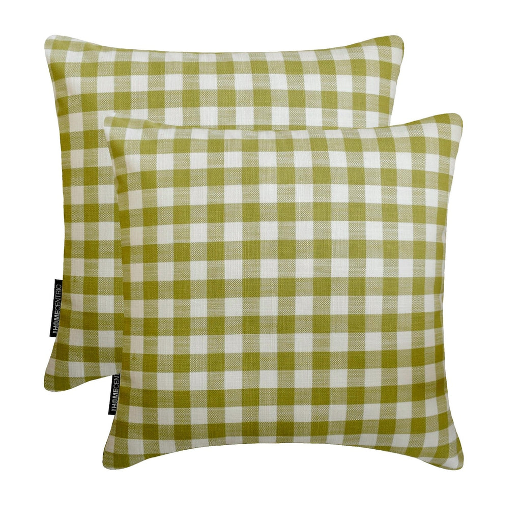 Checkmate Verde - Green Cotton Checkered Throw Cushion Cover