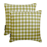 Checkmate Verde - Green Cotton Checkered Throw Cushion Cover