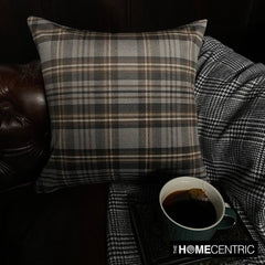 Plaidscape Gray - Gray Velvet Winter Plaid Throw Cushion Cover