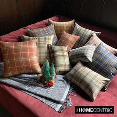 Plaidflow Gray - Gray Velvet Winter Plaid Lumbar Cushion Cover