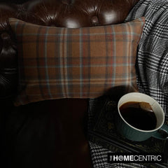 Plaidflow Orange - Orange Velvet Winter Plaid Lumbar Cushion Cover