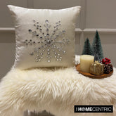 Crystal Flake - White Velvet Decorative Throw Cushion Cover