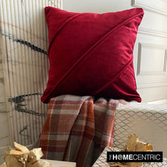 Red Merry - Red Velvet Decorative Throw Cushion Cover