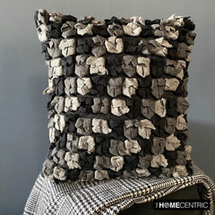 Midnight Punch - Black & Grey Felt Decorative Euro Sham
