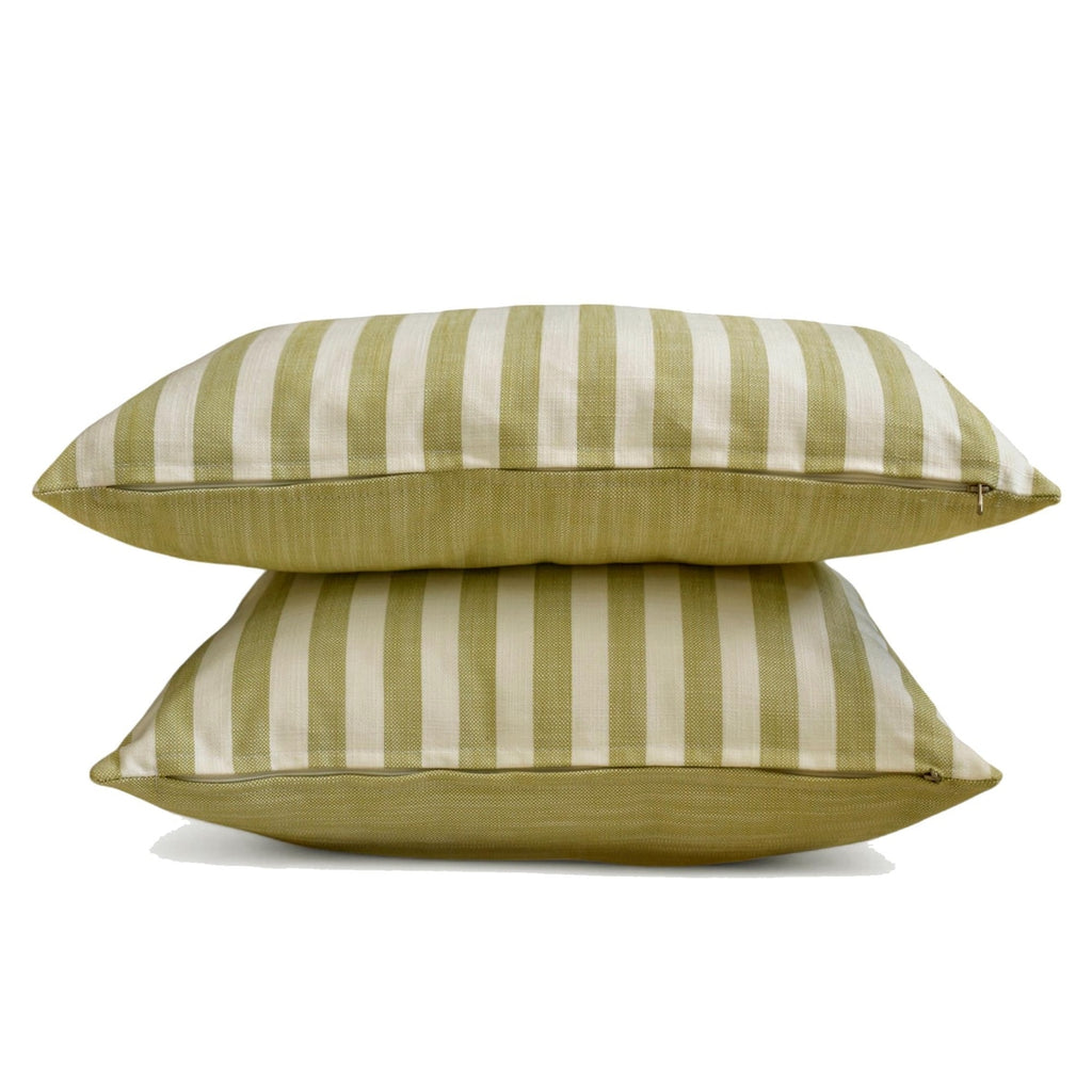 Stripe Plush Green - Green Cotton Decorative Throw Cushion Cover