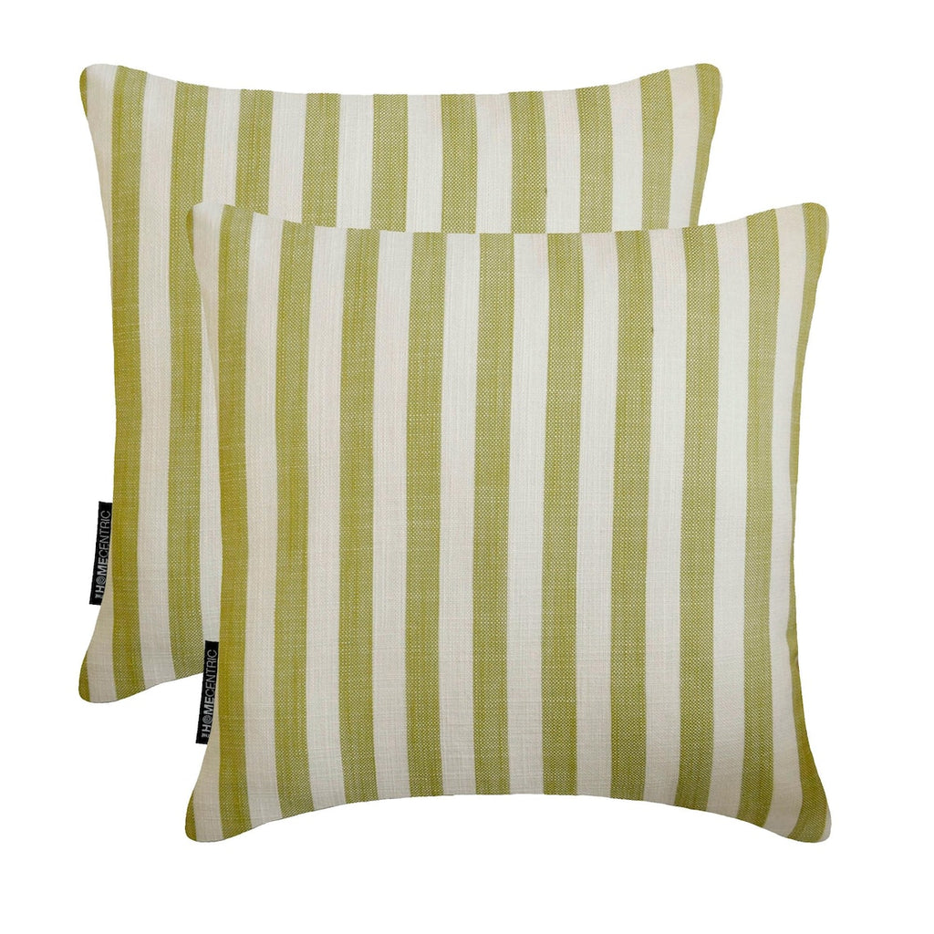 Stripe Plush Green - Green Cotton Decorative Throw Cushion Cover