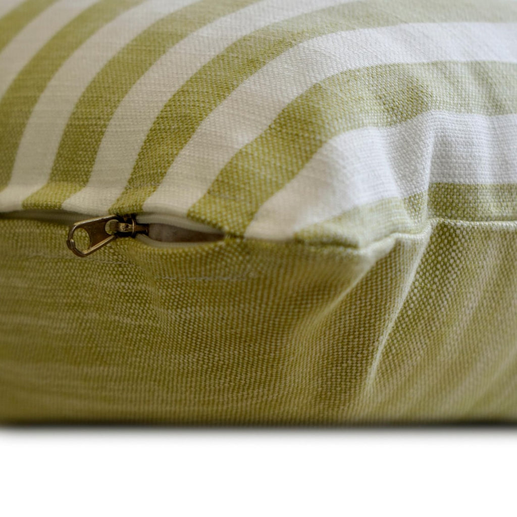 Stripe Plush Green - Green Cotton Decorative Throw Cushion Cover