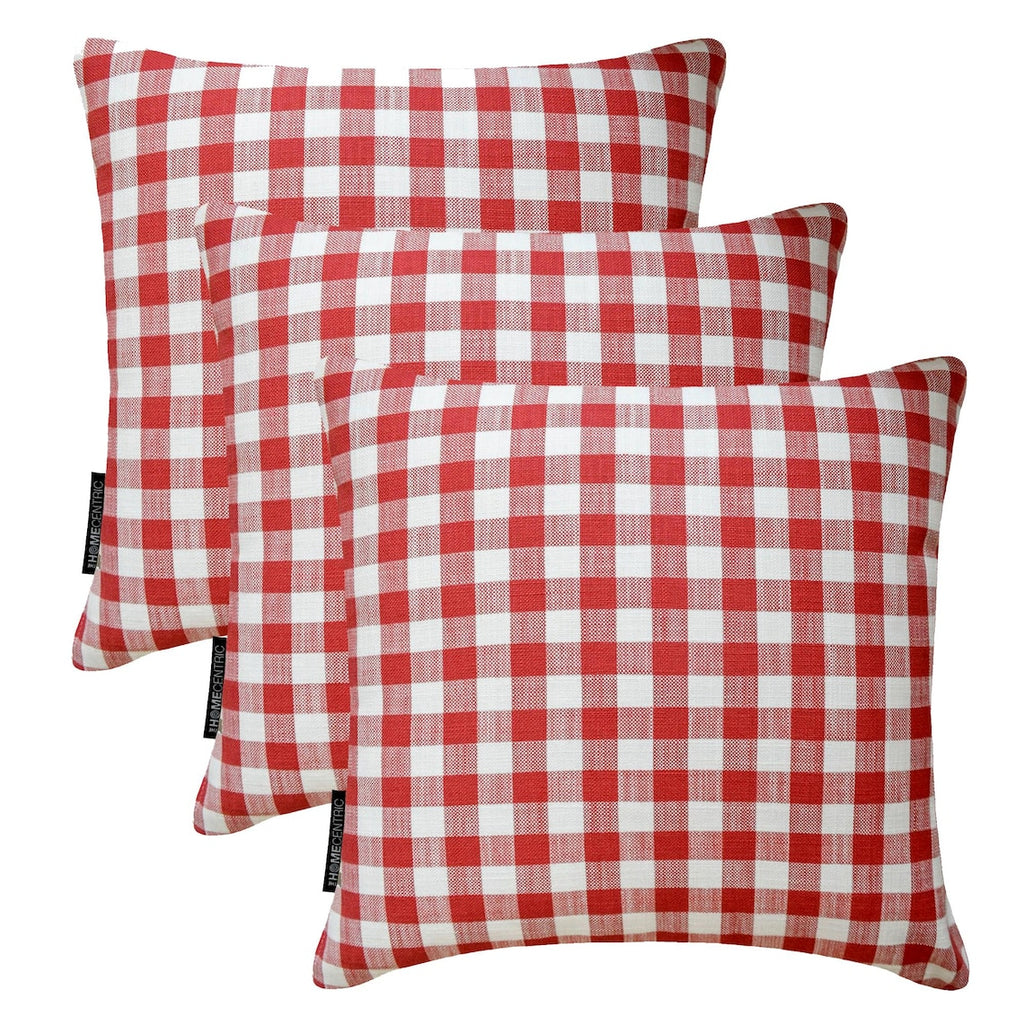Checkmate Red - Red Cotton Decorative Throw Cushion Cover