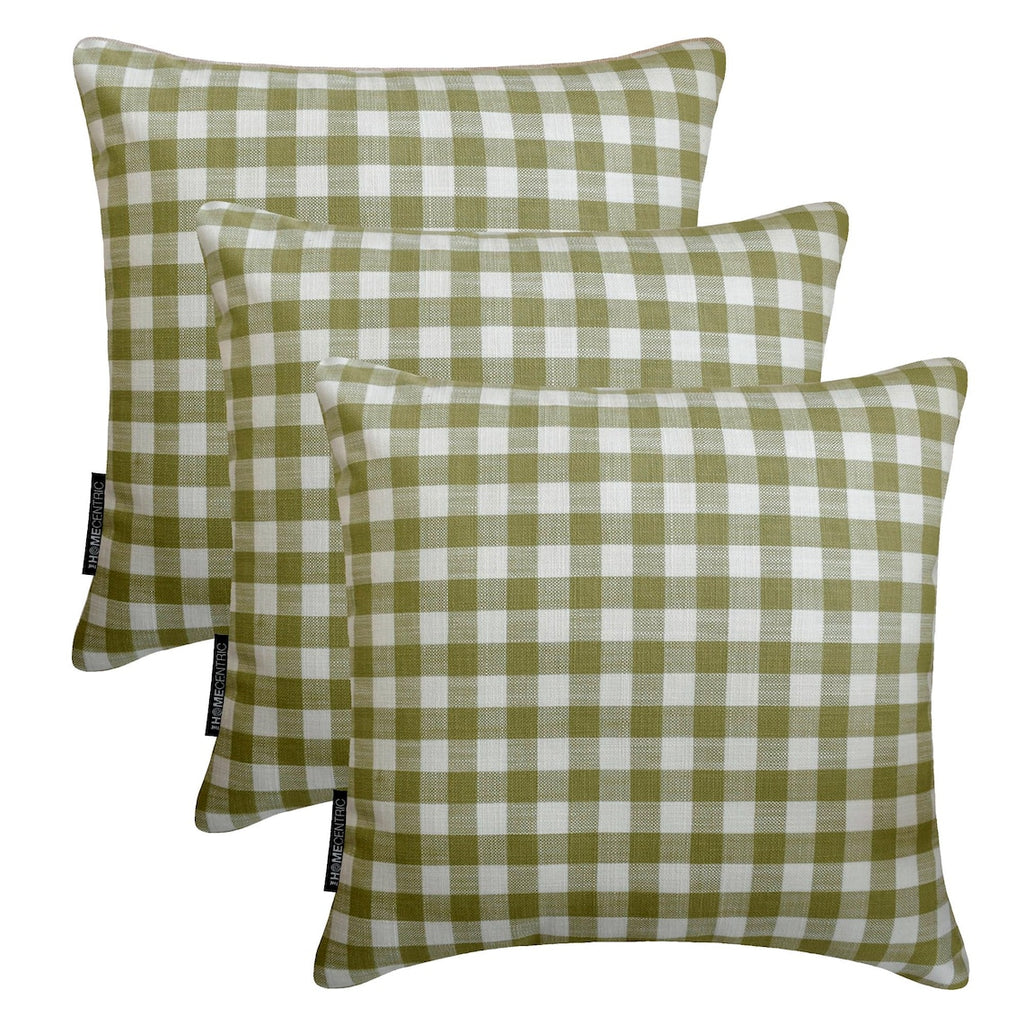 Checkmate Green - Green Cotton Decorative Throw Cushion Cover