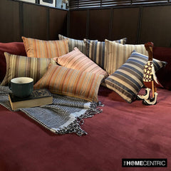 Stripe Flow Gray - Gray Velvet Stripes Throw Cushion Cover