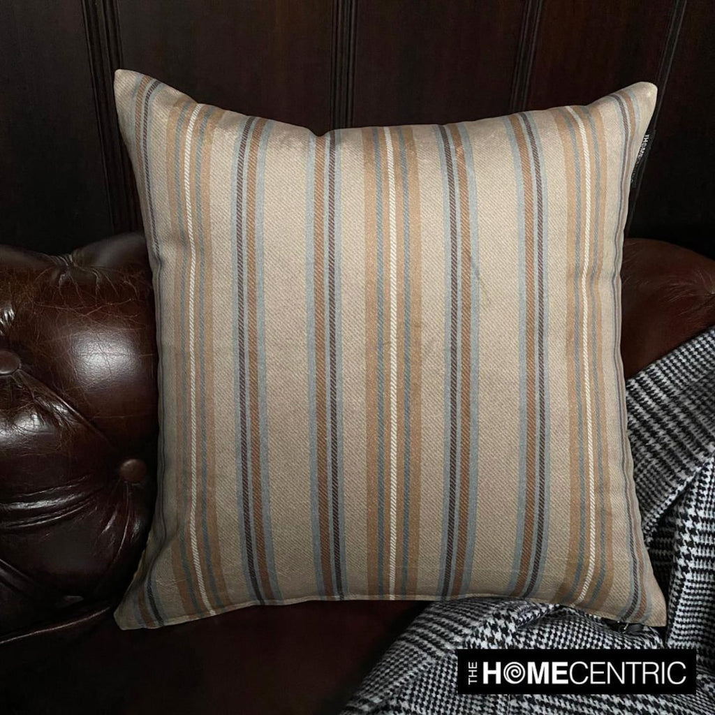 Stripe Flow Beige - Beige Velvet Stripes Throw Cushion Cover