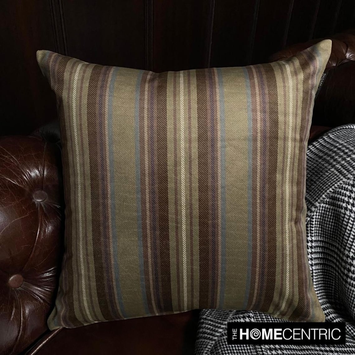 Stripe Flow Olive Throw Cushion Cover