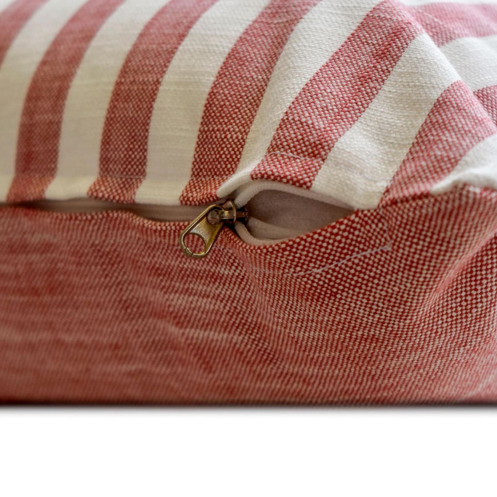 Stripe Plush Red - Red Cotton Decorative Throw Cushion Cover