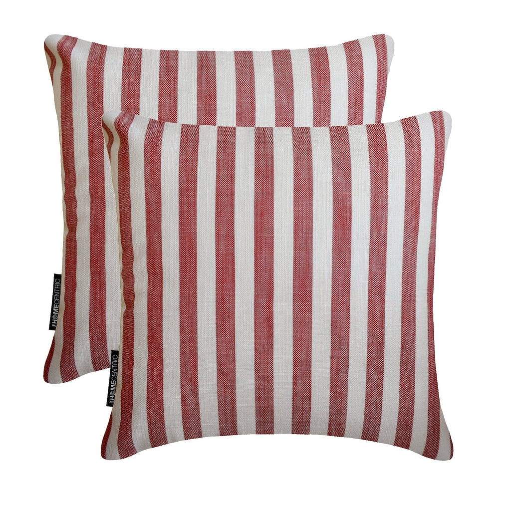 Stripe Plush Red - Red Cotton Decorative Throw Cushion Cover
