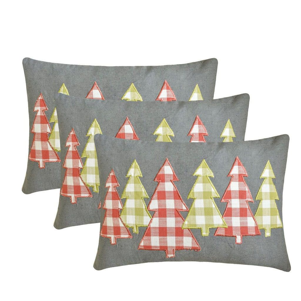 Christmas Magic - Gray Linen Decorative Lumbar Cushion Cover