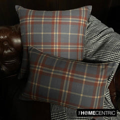 Plaidflow Blue - Blue Velvet Winter Plaid Lumbar Cushion Cover