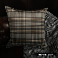 Plaidscape Gray - Gray Velvet Winter Plaid Throw Cushion Cover
