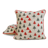 Cheery Pine - Red Jacquard Woven Decorative  Throw Cushion Cover