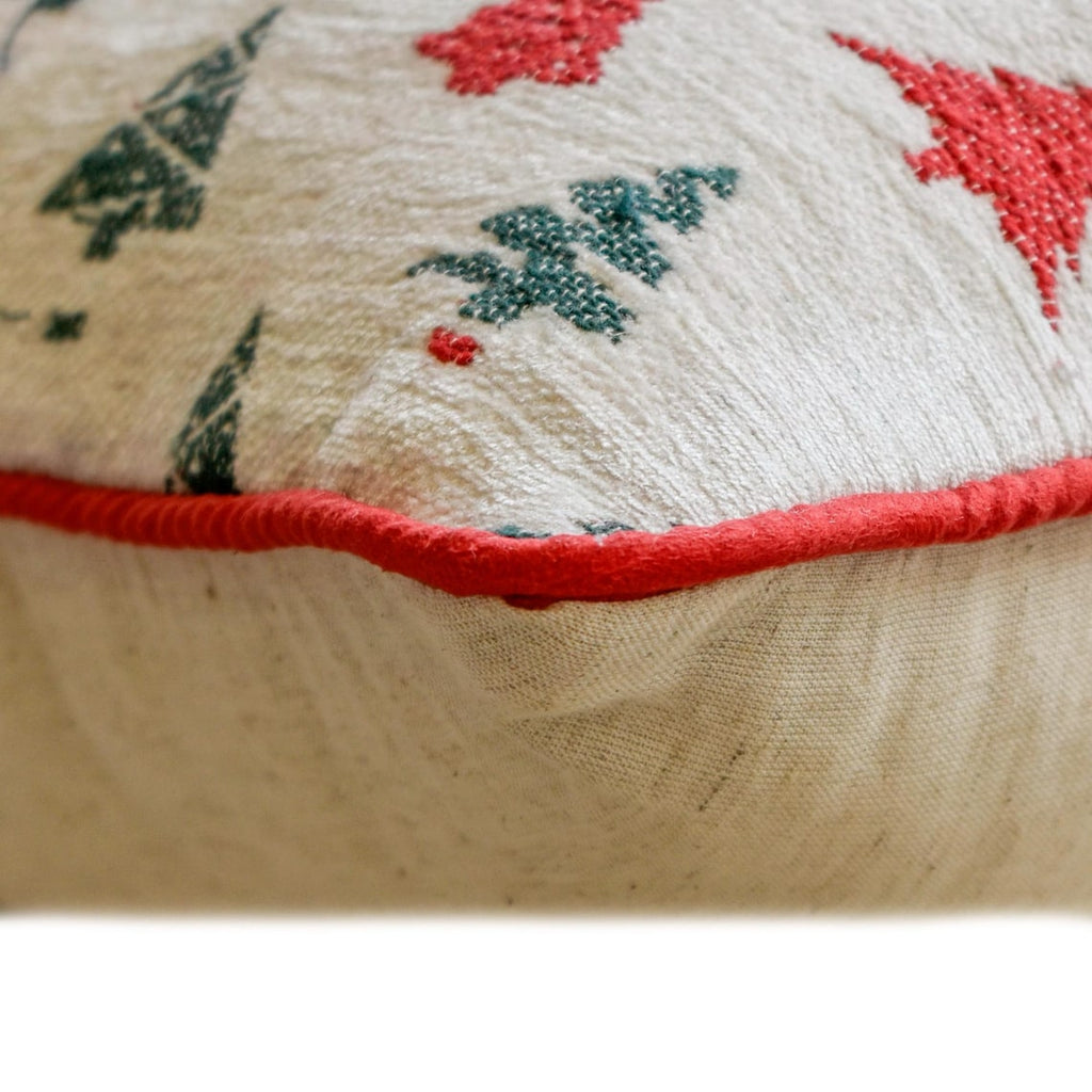 Cheery Pine - Red Jacquard Woven Decorative  Throw Cushion Cover