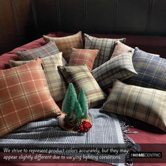 Plaidflow Gray - Gray Velvet Winter Plaid Lumbar Cushion Cover