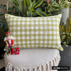 Xmas Merry - Green Cotton Decorative Lumbar Cushion Cover
