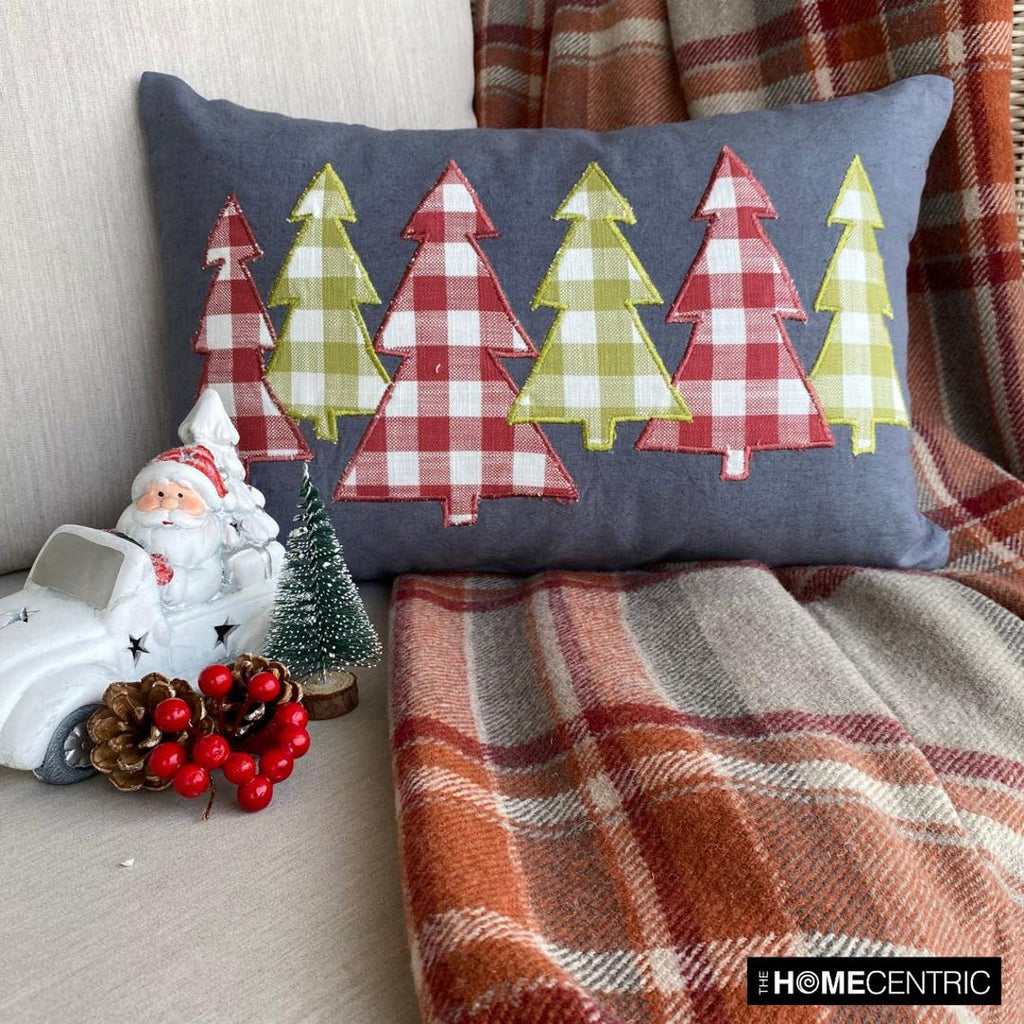 Christmas Magic - Gray Linen Decorative Lumbar Cushion Cover