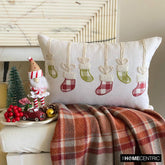 Jolly Stocking - Red Cotton Decorative Lumbar Cushion Cover