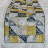 Chartreuse Symmetry - Cotton Chartreuse & Gray Decorative Bed Runner and Cushion Cover