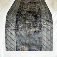 Charcoal Bliss - Velvet Gray Decorative Bed Runner and Cushion Cover